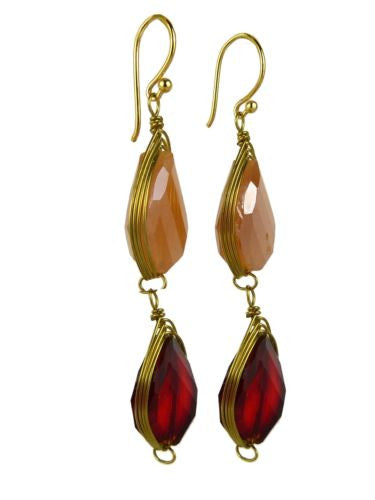Chunky Crystal Earrings on Gold Wire - Citrine Ruby Amethyst Margot by Elly Pres - ILoveThatGift