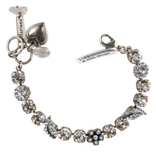 Mariana Handmade Swarovski Crystal Silver Leaf Bracelet  4502 001001 Clear - ILoveThatGift