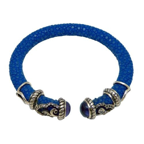 Cristina Sabatini Rope Scroll Bangle Stingray Sterling Silver Sapphire Blue - ILoveThatGift