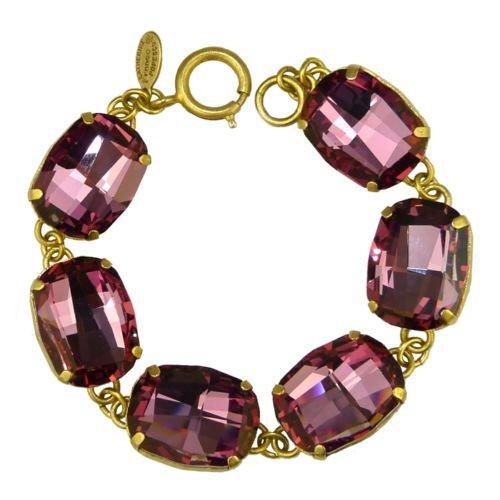 Catherine Popesco Large Stone Crystal Bracelet - Vintage Pink and Silver