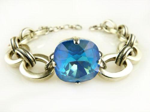 La Vie Parisienne Silver Chain Ultra Blue Swarovski Crystal Bracelet 1784 Popesc - ILoveThatGift