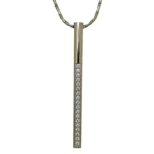 B.Tiff Pavé Bar II Pendant Stainless Steel Tension Set Pavé 0.02ct CZ - ILoveThatGift