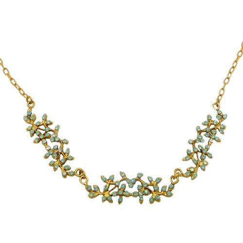 La Vie Parisienne Gold Swarovski Crystal Leaf Pacific Opal Branch Necklace 1580G - ILoveThatGift