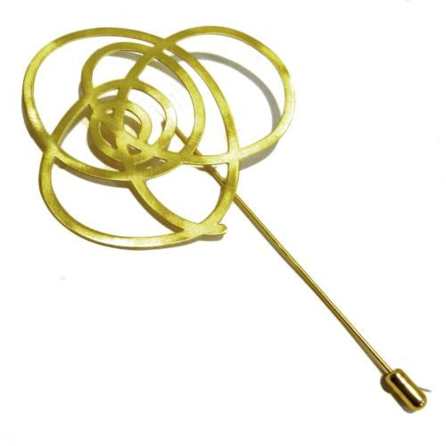 RAS Gold Plated Laser Cut Crossroad Geometric Cuff Pin 3554 - ILoveThatGift