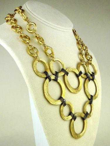 Karine Sultan 24K Gold Plated Circle Chain Bib Necklace - ILoveThatGift