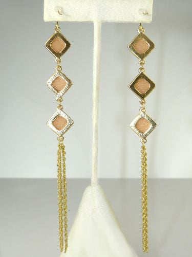 Uptown Girls Coral Gold Diamond Shape Dangle Earrings 0305744G - ILoveThatGift