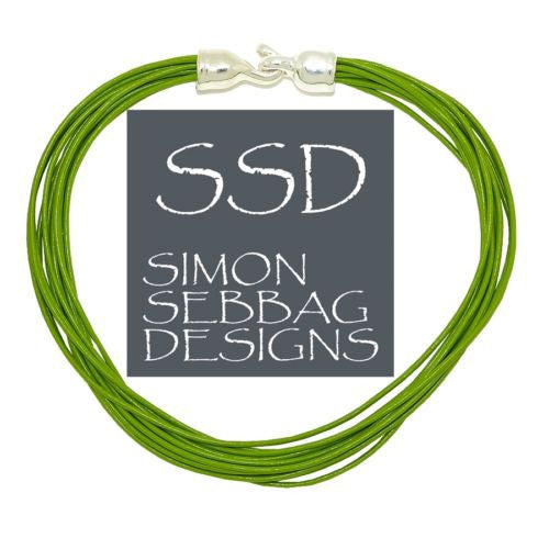 Simon Sebbag Leather Necklace Kiwi Green Add Sterling Silver Slide 17" - ILoveThatGift