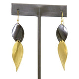 Gold tone Silver Sparkle Double Leaf Dangle Earrings RUSH Denis Charles - ILoveThatGift