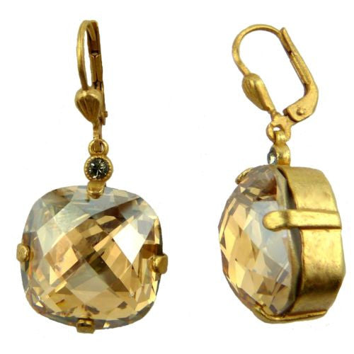 La Vie Parisienne Earrings Swarovski Crystal Popesco 6575G Champagne Extra Large - ILoveThatGift