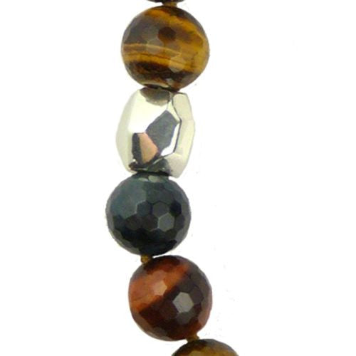 Simon Sebbag Sterling Silver Faceted Mixed Tigers Eye Beads Necklace 20 inches - ILoveThatGift