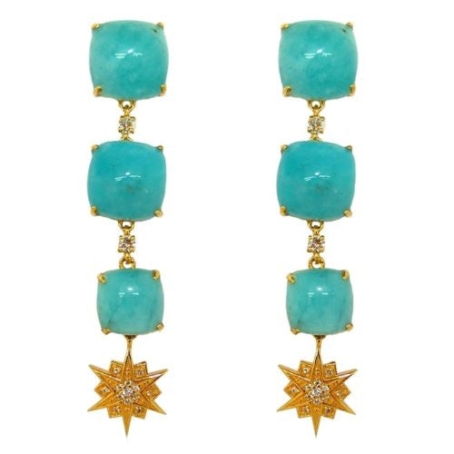 Cristina Sabatini Constellation Amazonite Gold Plated Triple Drop Earrings - ILoveThatGift