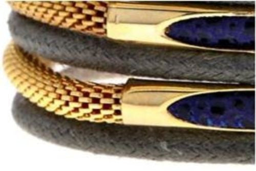 Silver Gray Rope 24K Gold Plated Chain Tube Bracelet Hagar Satat Handmade - ILoveThatGift