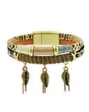 Mixed Media Leather Snake Double Wrap Bracelet Camel Gold by Accessoriz It - ILoveThatGift