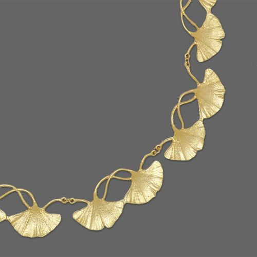 Ginkgo Gold or Green Leaf Adjustable 16" Bib Necklace by Michael Michaud Nature - ILoveThatGift
