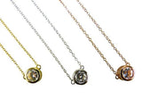 6M Round Crystal Necklace Sterling Silver or Yellow Gold or Rose Gold Athena Des