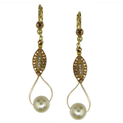 Seasonal Whispers Drop Earrings Rose Gold White Pearls Swarovski Crystals 2993 - ILoveThatGift