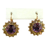 Mariana Handmade Swarovski Crystal Large Round Earrings 1317 4301 Rose Gold Amethyst - ILoveThatGift
