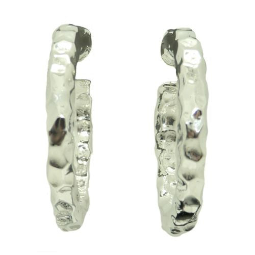 Simon Sebbag Sterling Silver Hammered Pierced Hoop Earrings E2901 - ILoveThatGift