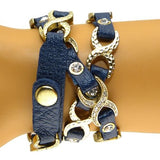 Linked X Leather Wrap Bracelet Black or Navy by Funky Junque - ILoveThatGift