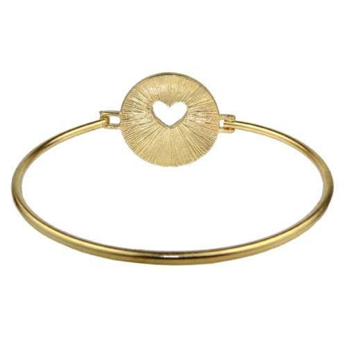 Love Heart Bangle Bracelet in Gold with Rhinestones by Liza Kim - ILoveThatGift