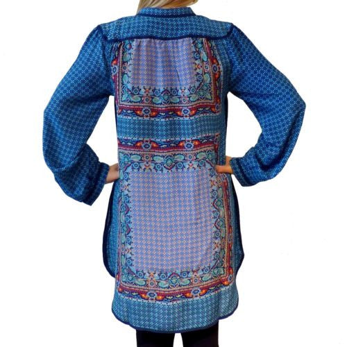 Tolani Ellie Circles Dress Tunic Top Blouse Multicolored Blue Fashion S M L - ILoveThatGift