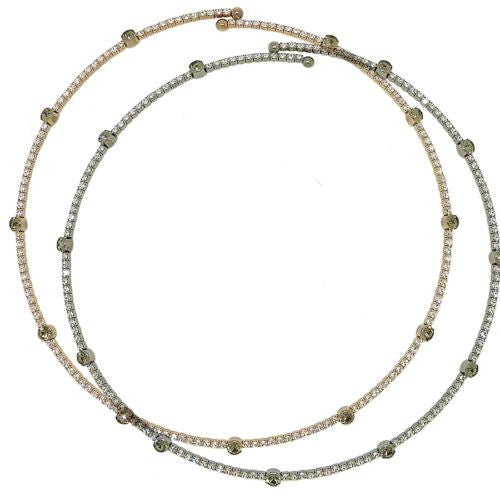 One Row Crystal Encrusted Choker Collar Necklace Silver Gold made
