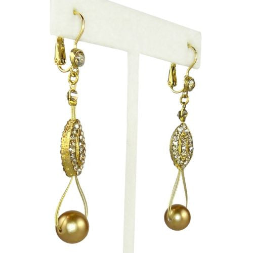 Seasonal Whispers Drop Earrings Gold Gold Pearls Swarovski Crystals 2993 - ILoveThatGift