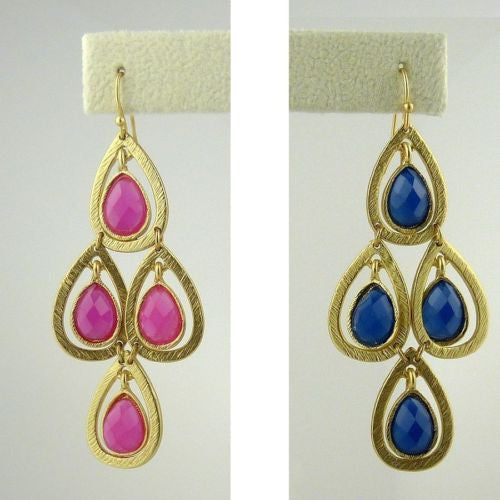 Boho Gold Dangle Cascade Earrings in Pink or Blue By Liza Kim - ILoveThatGift