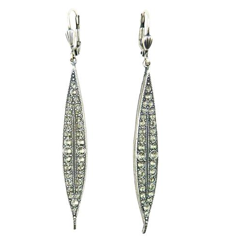 La Vie Parisienne Silver Long Drop Earrings Popesco Black Diamond 4748 - ILoveThatGift
