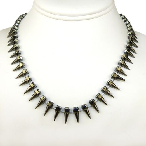 Clear Crystal Spike Hematite Necklace  by Funky Junque - ILoveThatGift