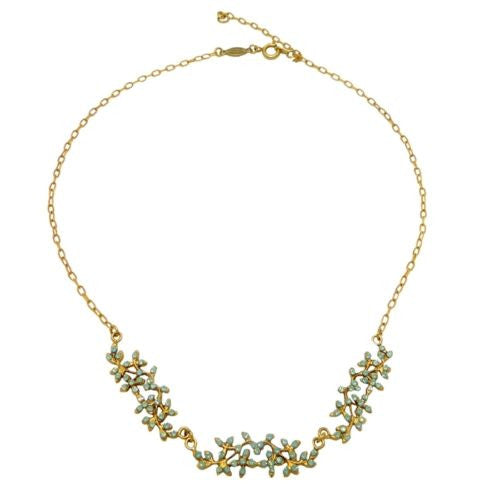 La Vie Parisienne Gold Swarovski Crystal Leaf Pacific Opal Branch Necklace 1580G - ILoveThatGift