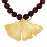 Ginkgo Bold Gold Leaf Red Horn Bead Adjustable Necklace by Michael Michaud - ILoveThatGift