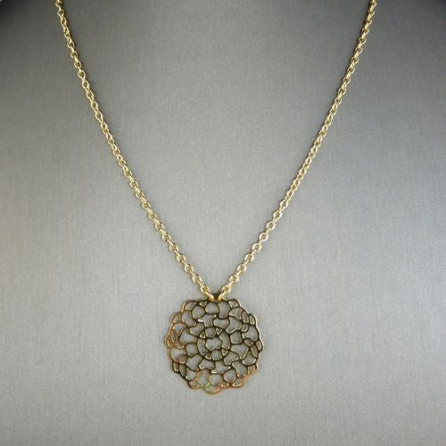 Solar Wind Woman's Gold Plated Silhouette Large Round Lace Pendant Necklace Grad - ILoveThatGift