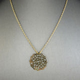 Solar Wind Woman's Gold Plated Silhouette Large Round Lace Pendant Necklace Grad