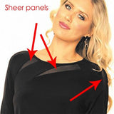Alisha D Black Jersey Knit Scoop Neck Sheer Cut Out Top Asymmetrical Small or MediumM - ILoveThatGift
