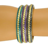 Enamel Gold Toned Bangle Bracelet Gray Purple Green