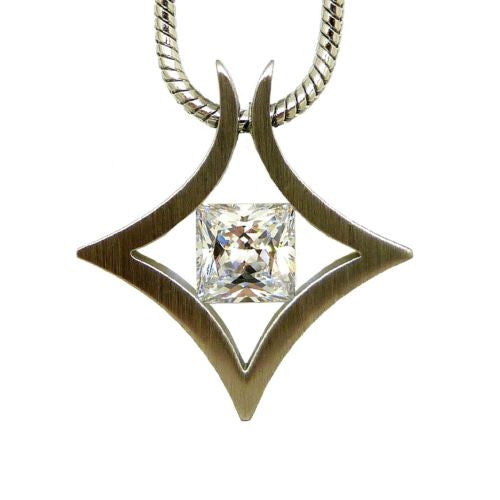 B.Tiff Natal Pendant Stainless Steel Tension Set with 1.0ct Diamond Cut Round - ILoveThatGift