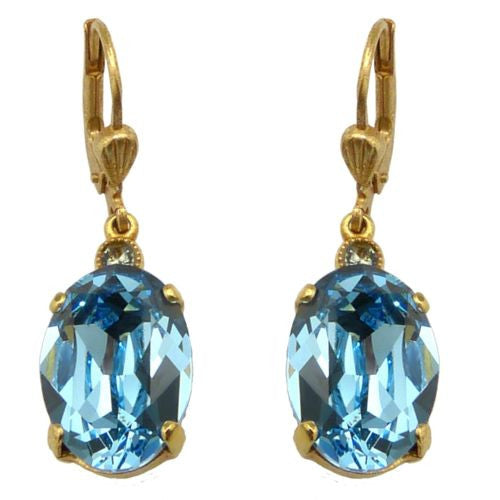 La Vie Parisienne Earrings Swarovski Crystal Popesco 6527G Aqua Oval - ILoveThatGift