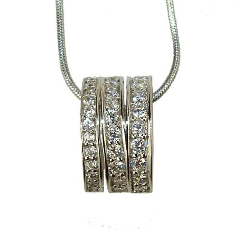 Crislu Sterling Platinum Three Row Criss Cross Pendant Necklace .74 cttw - ILoveThatGift