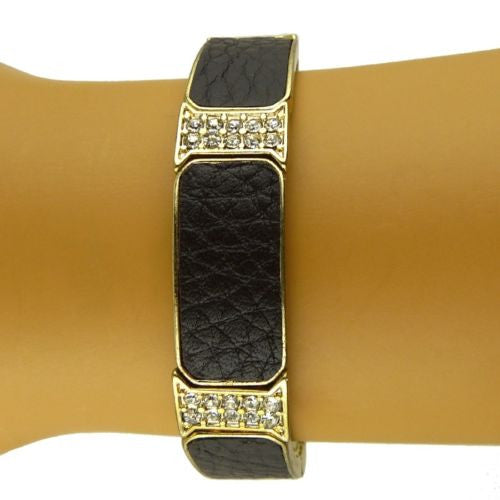 Rhinestone and Leather Stretch Bracelet Brown or Orange by Funky Junque - ILoveThatGift