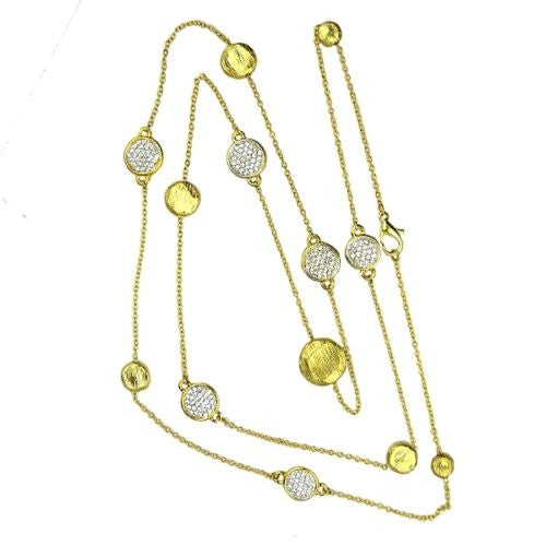 Brushed Gold Toned Bead and Pave Chain Necklace Siviglia Marco Bicego Inspired - ILoveThatGift