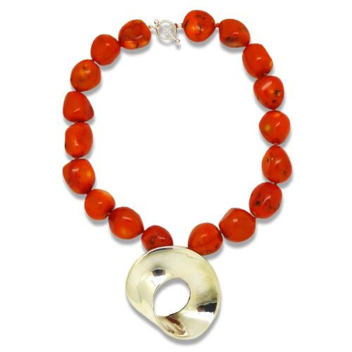 Simon Sebbag Organic Coral Chunky Nugget Necklace Sterling Silver 925 Moibus Pen - ILoveThatGift