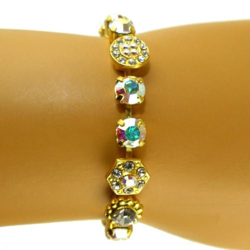 Mariana Handmade Swarovski 4029 Silver Bracelet 001AB Gold Aurora Borealis Vitrail - ILoveThatGift
