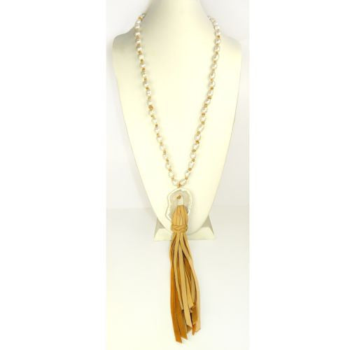 Gigi & Sugar Pearl Deerskin Pearl Quartz Necklace Lariat Wendy - ILoveThatGift