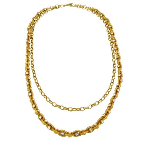 La Vie Parisienne Gold Convertible Clear Crystal Chain Necklace 1199G Popesco - ILoveThatGift