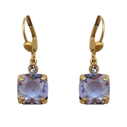 La Vie Parisienne Earrings Gold Swarovski Crystal Dangle Popesco 6581G Tanzanite - ILoveThatGift