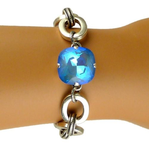 La Vie Parisienne Silver Chain Ultra Blue Swarovski Crystal Bracelet 1784 Popesc - ILoveThatGift