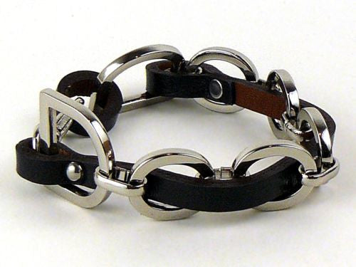 D and O Ring Chain Link Leather Bracelet by Rush wear with CC Skye - ILoveThatGift