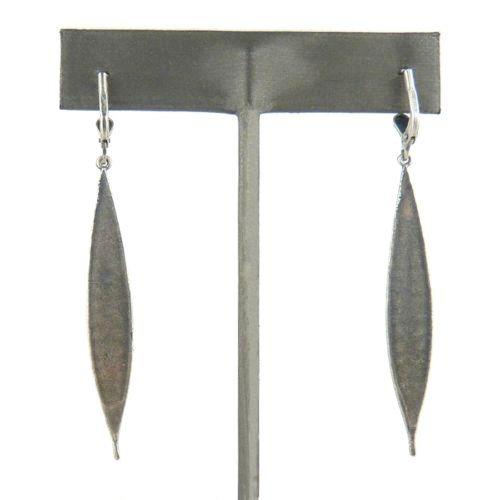 La Vie Parisienne Silver Long Drop Earrings Popesco Black Diamond 4748 - ILoveThatGift