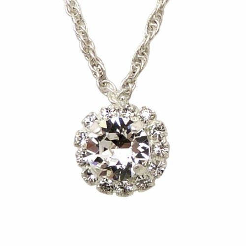 Handmade Silver Clear Swarovski Crystal Surround Gem Necklace - ILoveThatGift